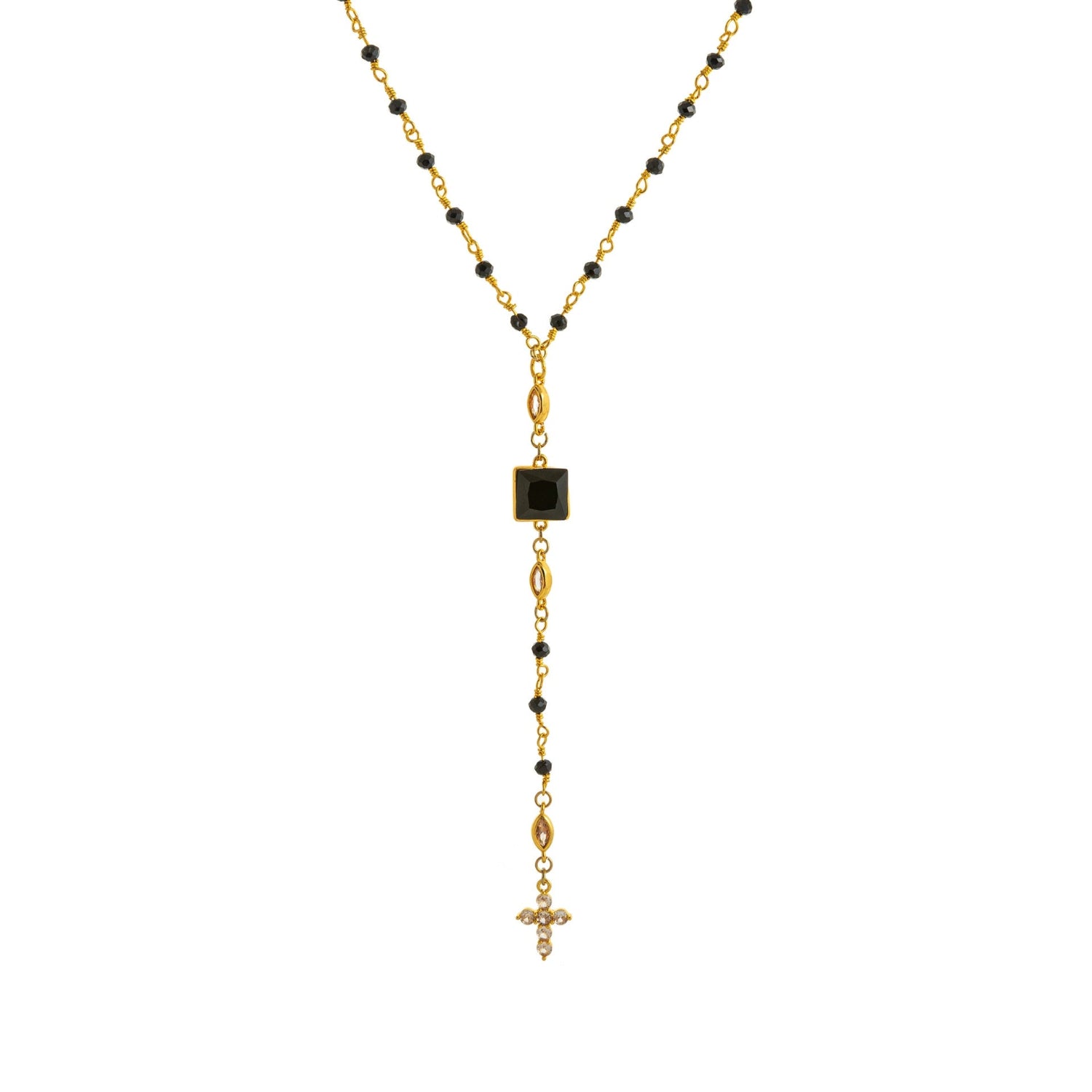 Black Gemstone Y-Lariat Necklace JLTN1713