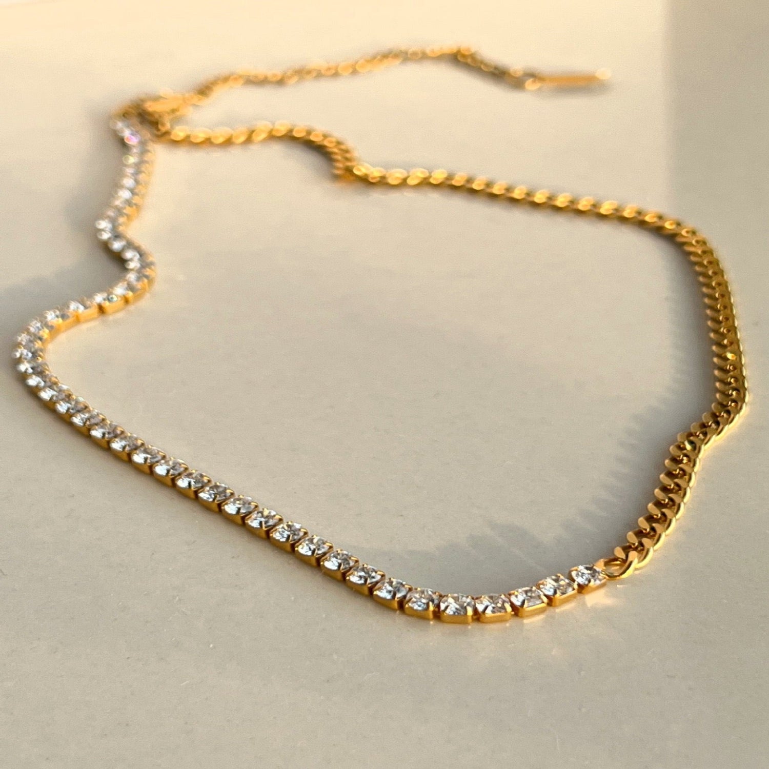 Golden Tennis & Curb Necklace JLTN1721