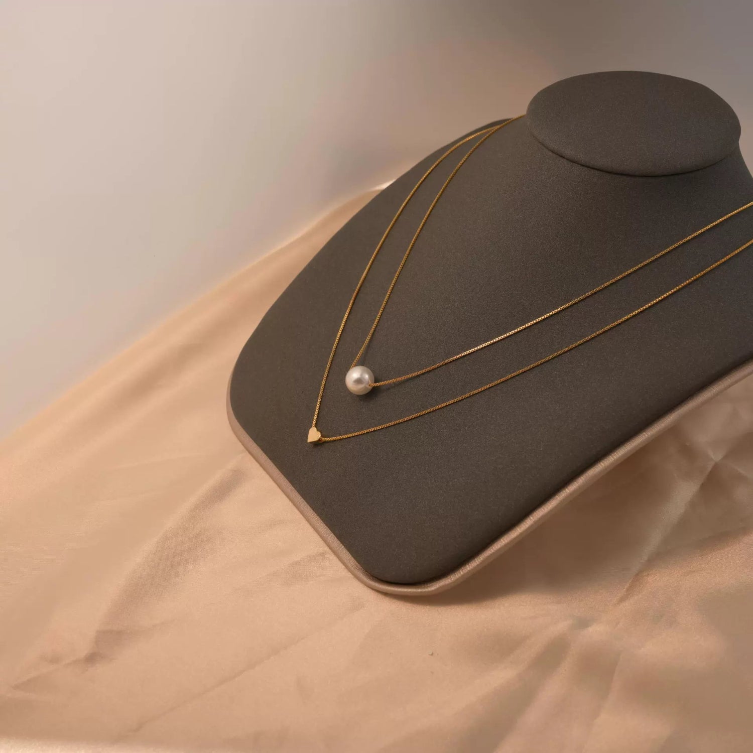 Layered Pearl Heart Gold Necklace JLTN1728