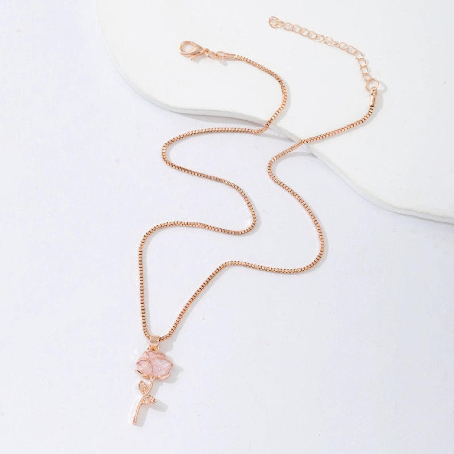 Rose Gold Pink Flower Necklace JLTN1729