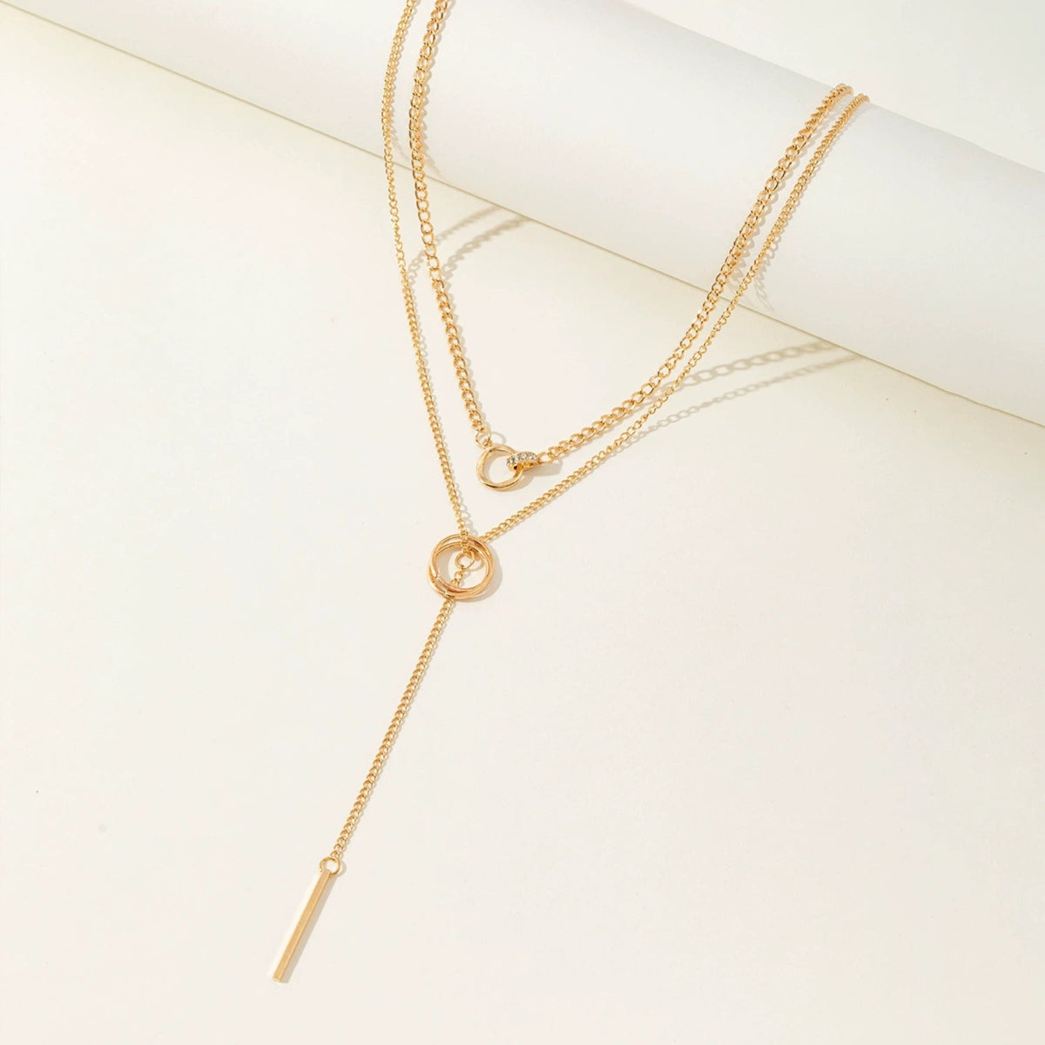 Layered Gold Circle Bar Necklace JLTN1736