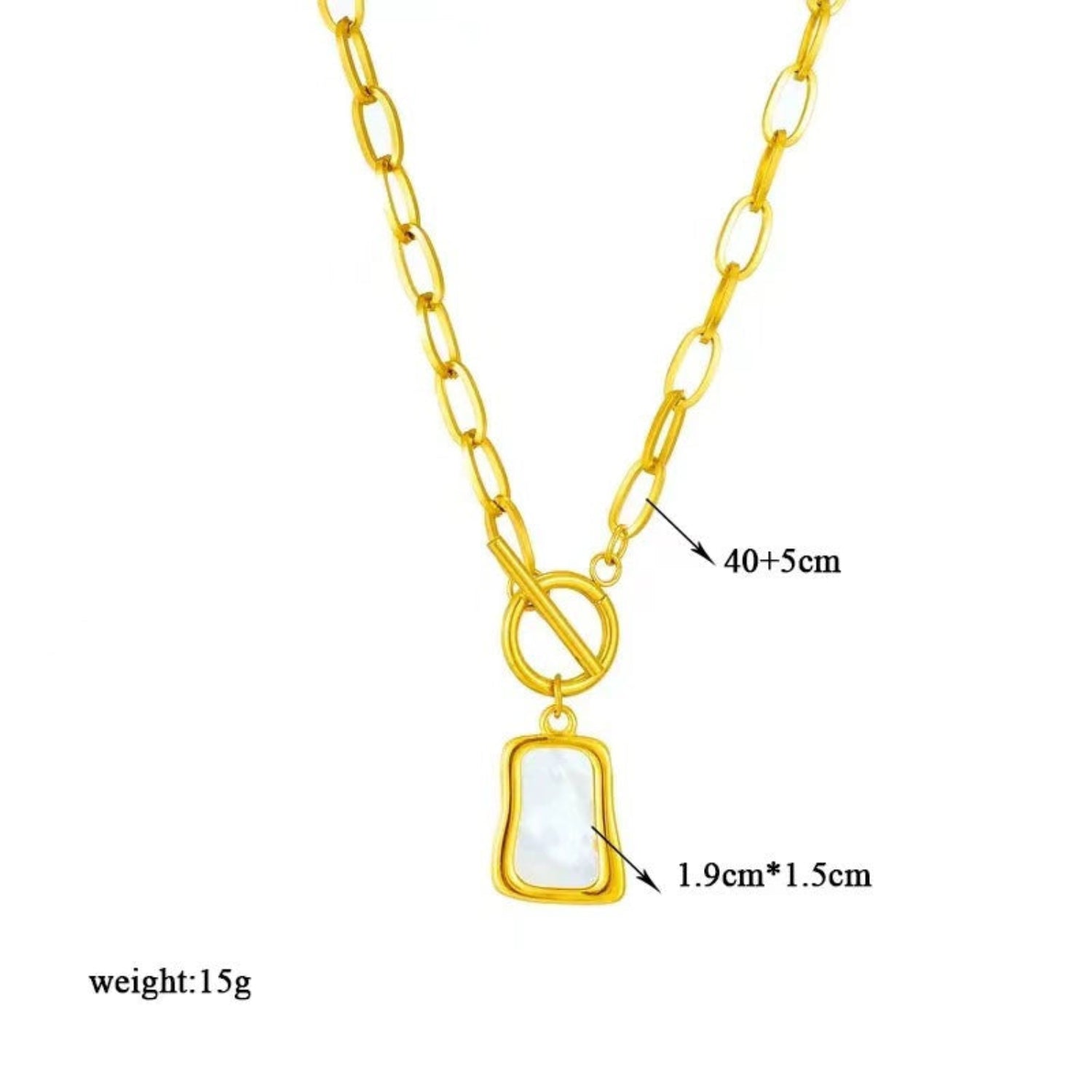 Gold Rectangle Shell Toggle Necklace JLTN1737
