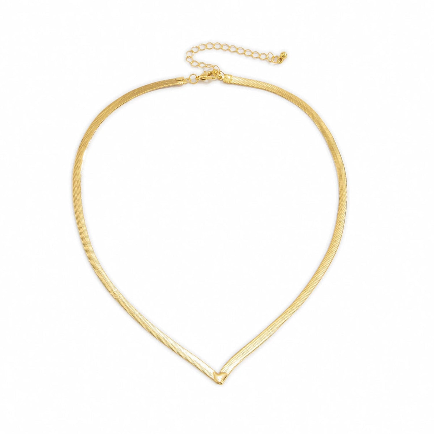 Gold Herringbone Chevron V-Necklace JLTN1738