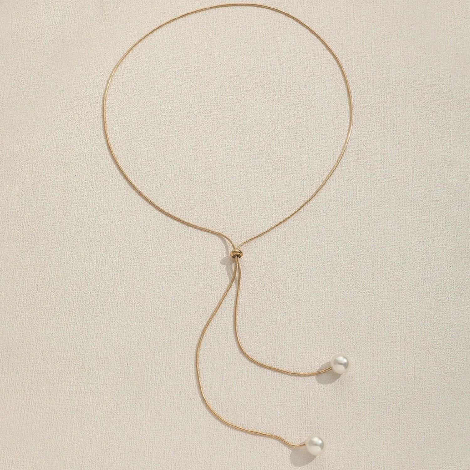 Gold Dual Pearl Lariat Necklace JLTN1745