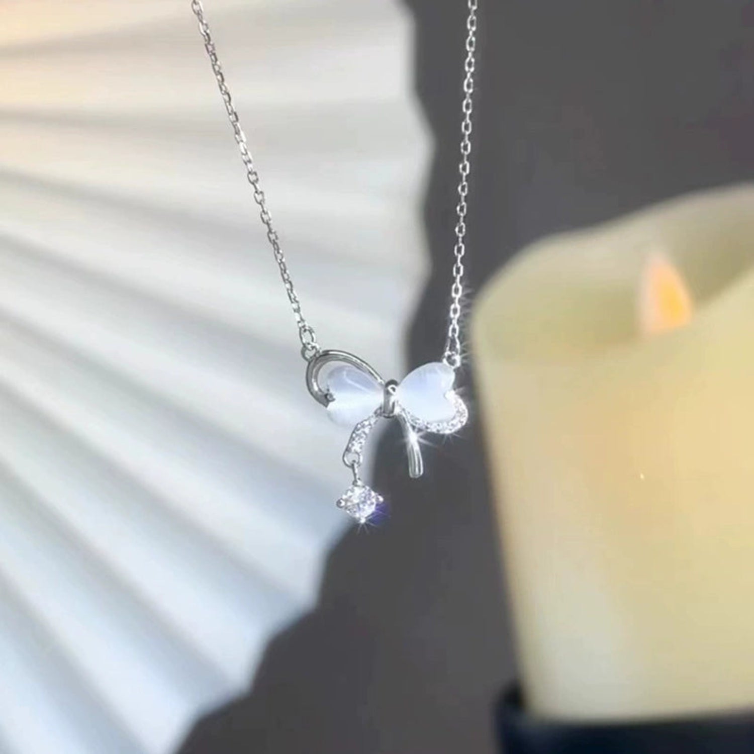 Elegant Cat-Eye Bow Necklace JLTN1746