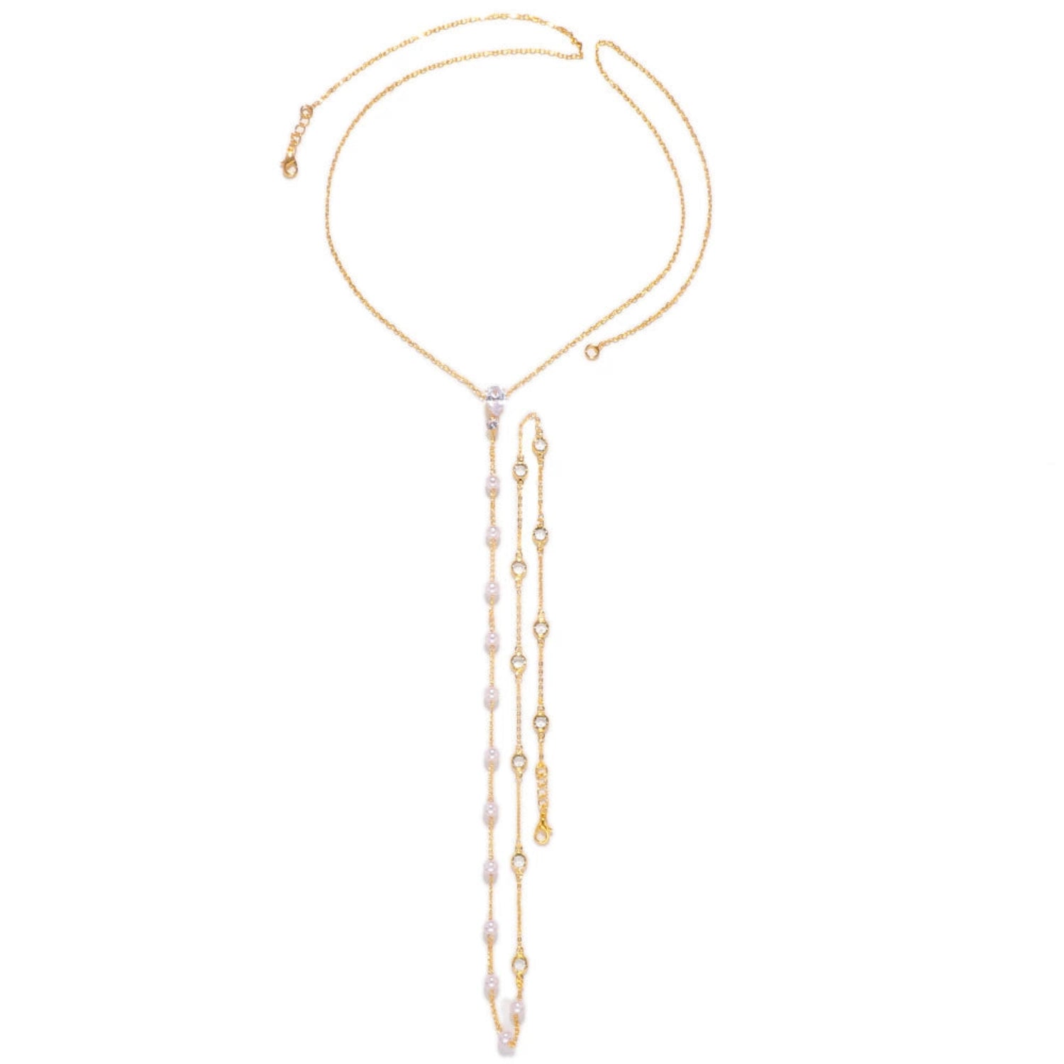 Pearl and Crystal Backdrop Necklace JLTN1749