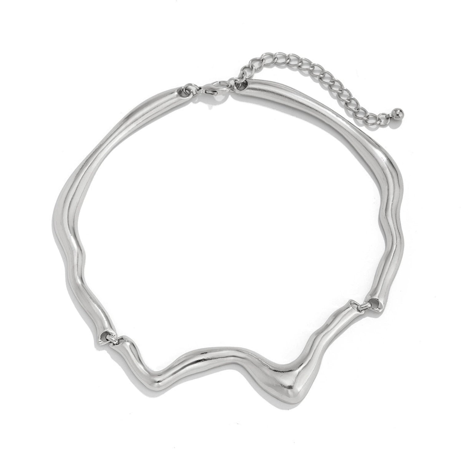 Silver Wavy Liquid Choker Necklace JLTN1752