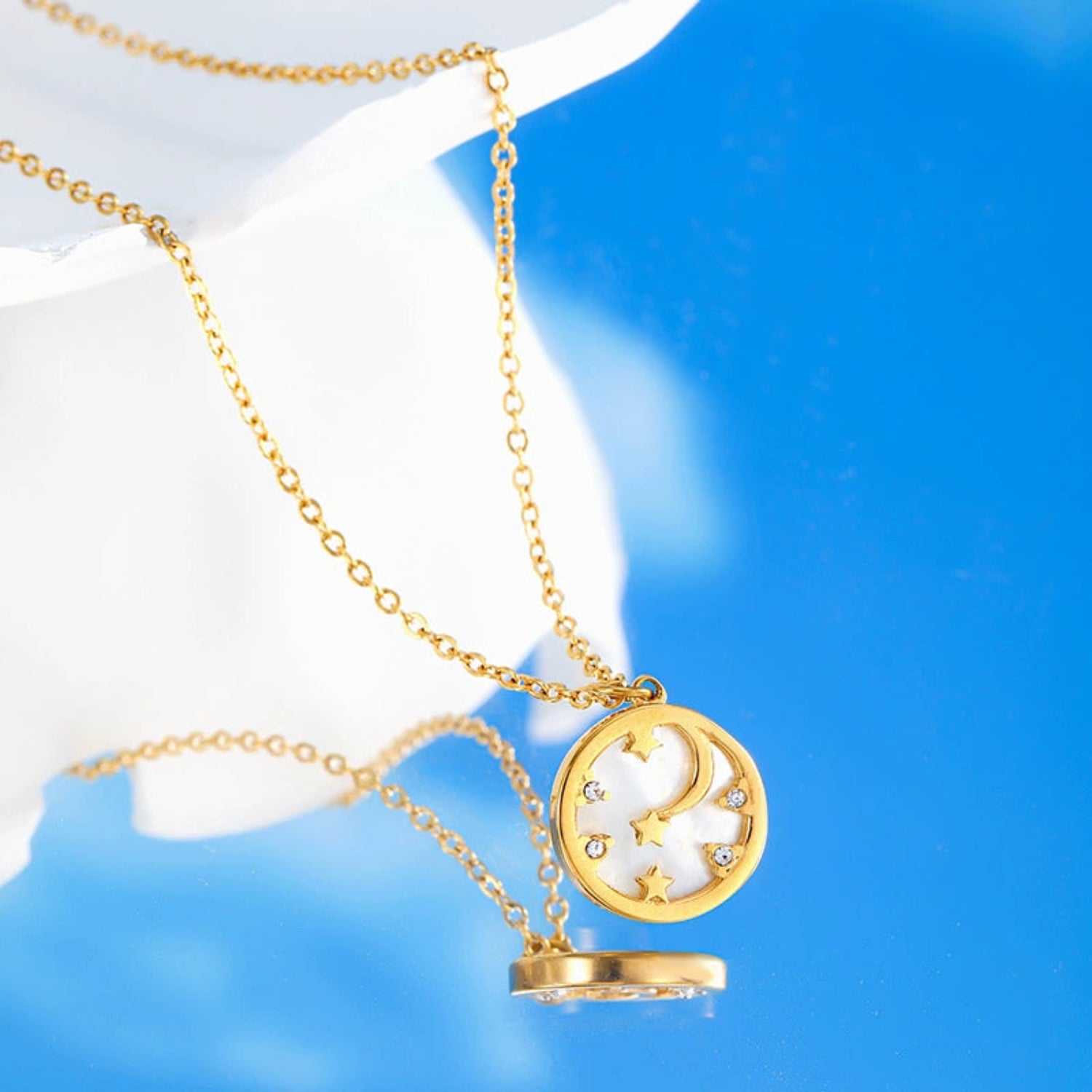 Celestial Moon and Star 18k Gold Plated Necklace JLTN1757