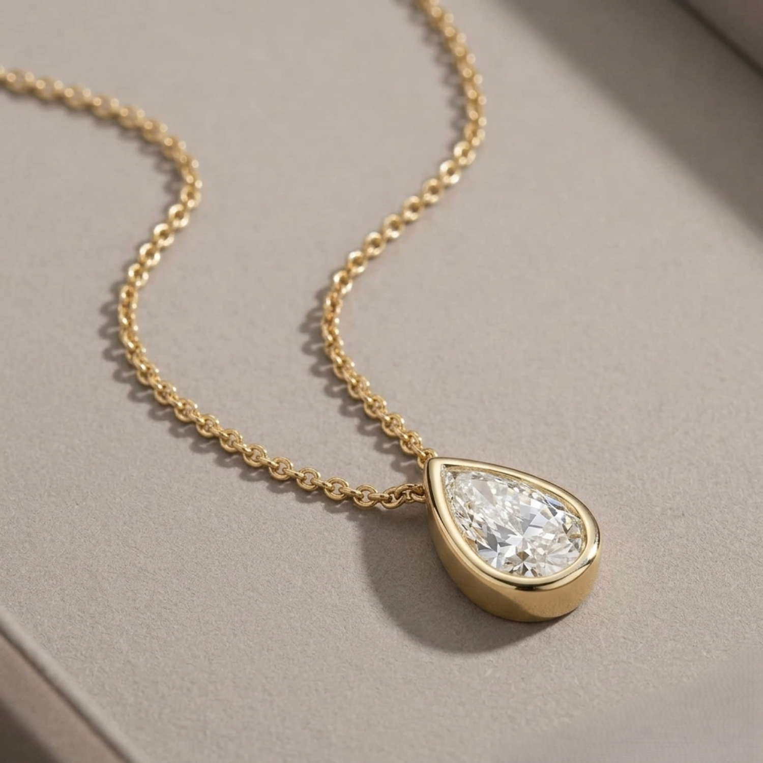 Gold Pear-Cut Solitaire Necklace JLTN1758
