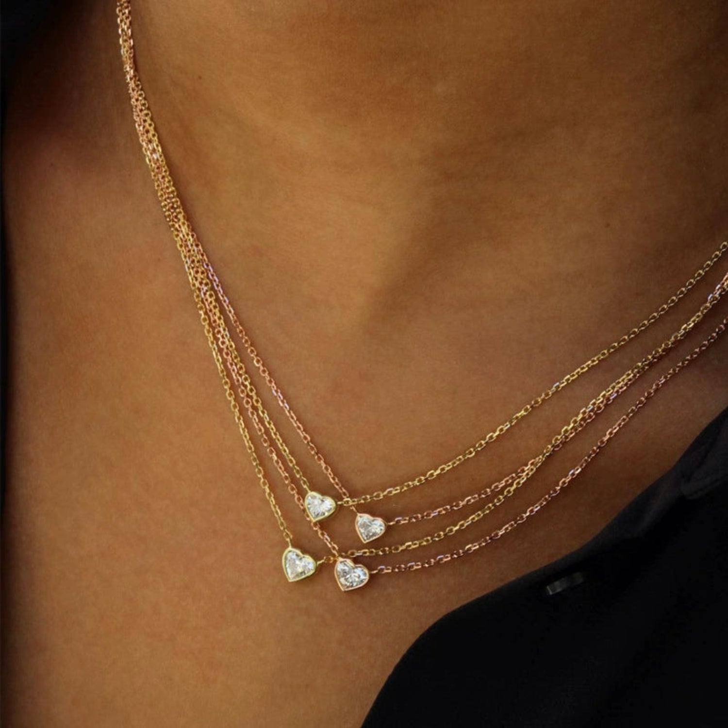 Gold Heart Solitaire Necklace JLTN1759