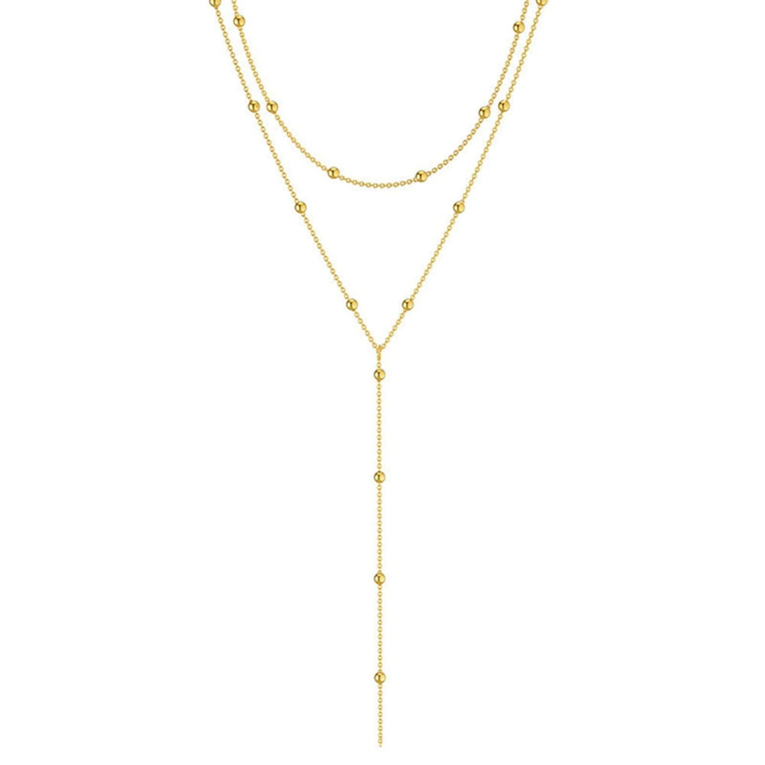 Gold Multi-Layered Beaded Lariat Necklace JLTN1761