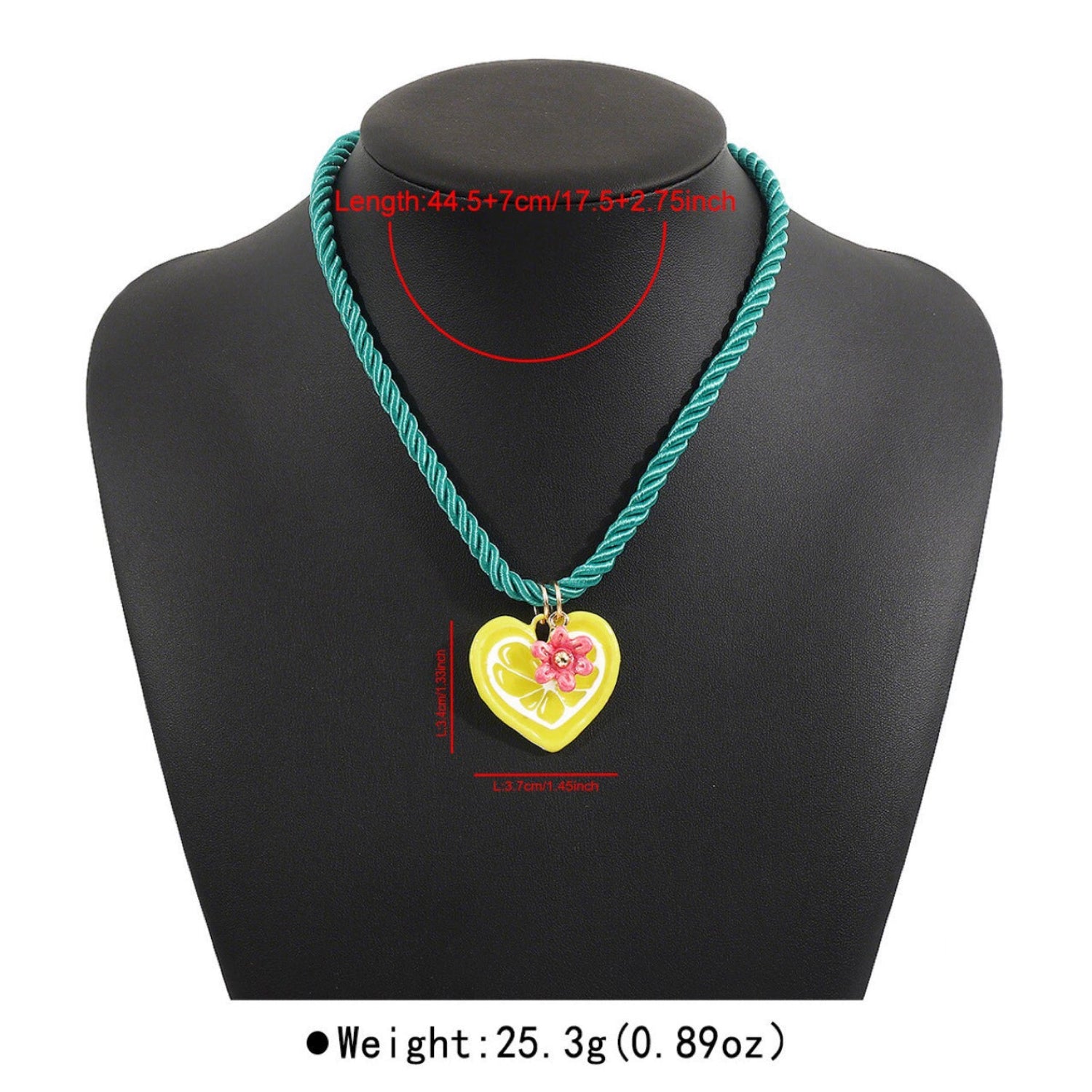 Whimsical Lemon Heart Cord Necklace JLTN1762