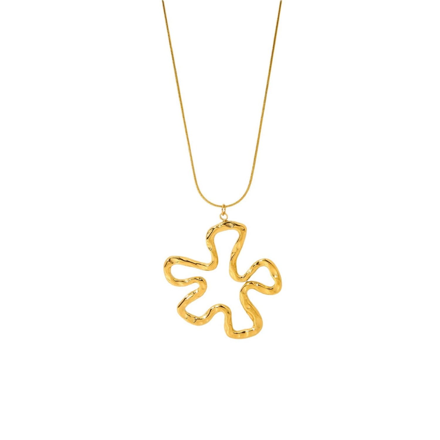 Abstract Wavy Gold Flower Necklace JLTN1767