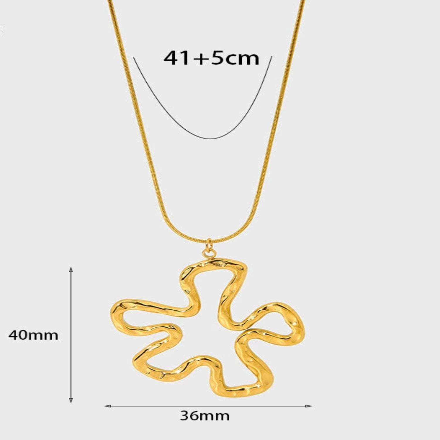 Abstract Wavy Gold Flower Necklace JLTN1767