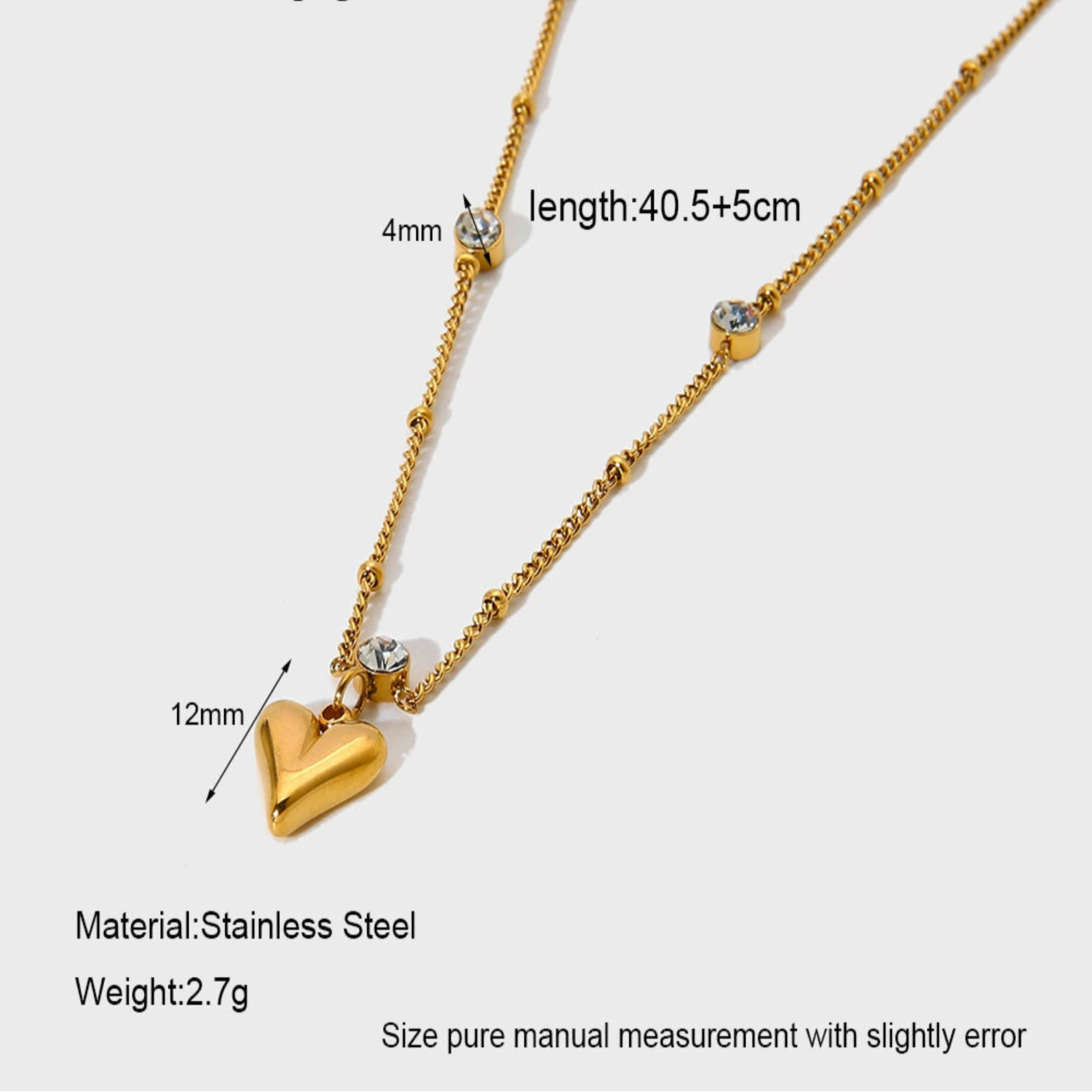 Gold Heart and Crystal Necklace JLTN1769