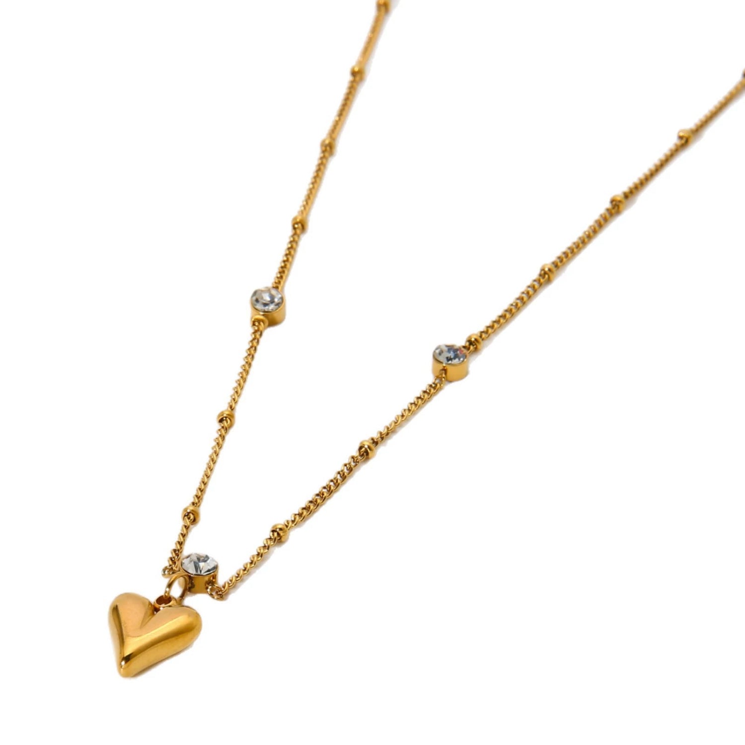 Gold Heart and Crystal Necklace JLTN1769