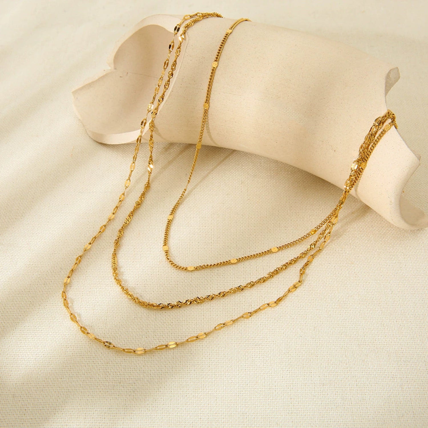 Triple Tiered Gold Chain Necklace JLTN1770
