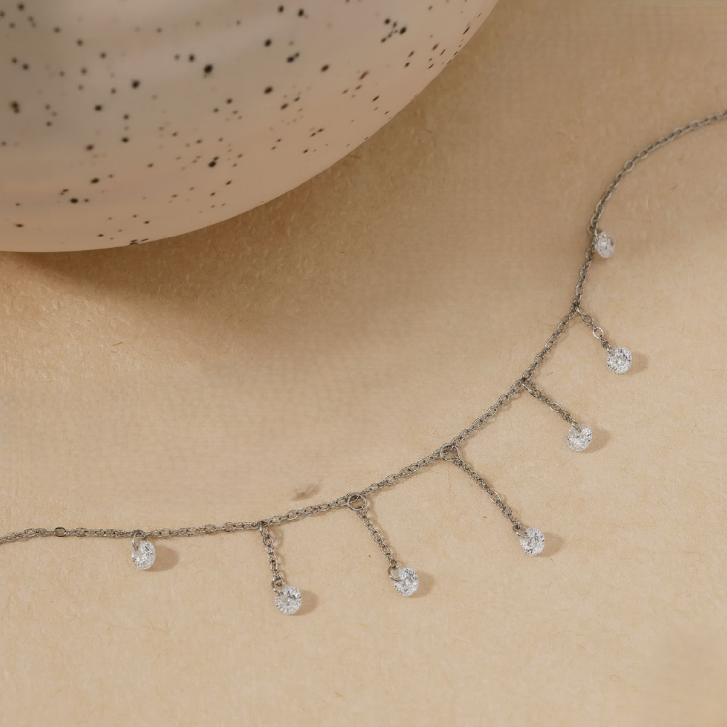 Silver Crystal Fringe Drop Necklace JLTN1772