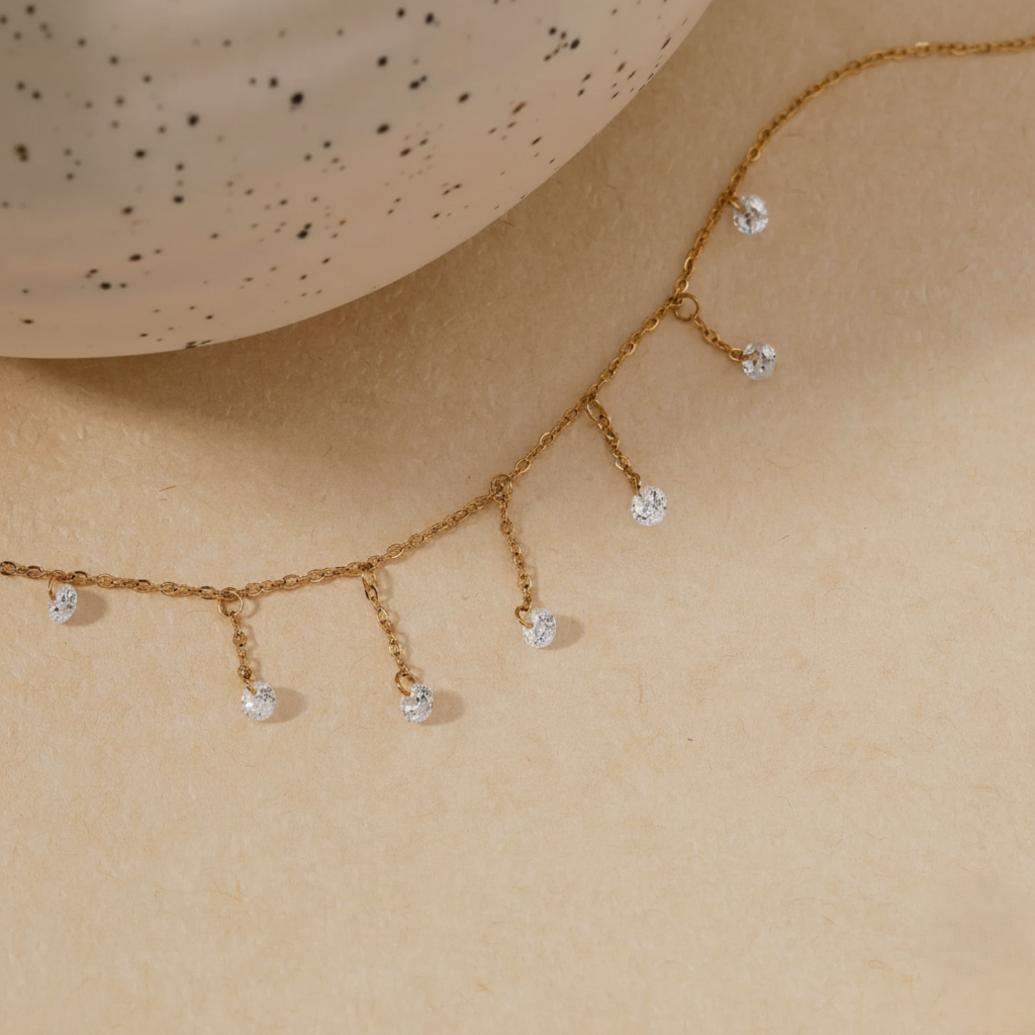 Gold Crystal Fringe Drop Necklace JLTN1773