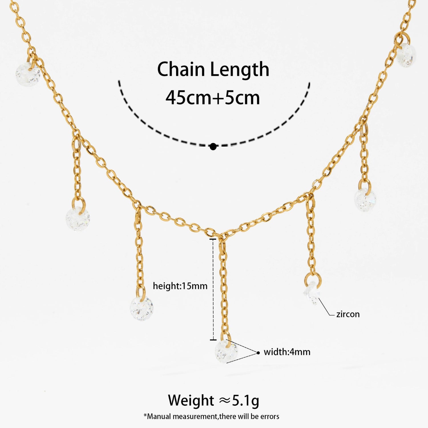 Gold Crystal Fringe Drop Necklace JLTN1773