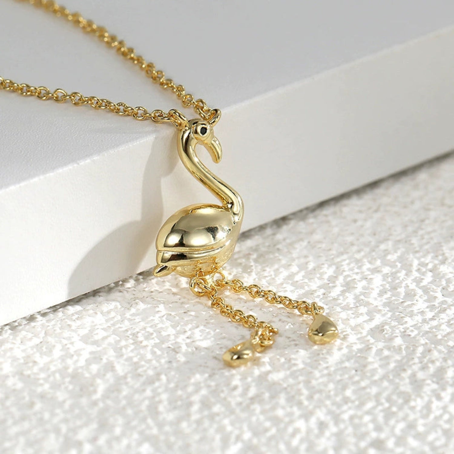 Gold Flamingo Tassel Pendant Necklace JLTN1774