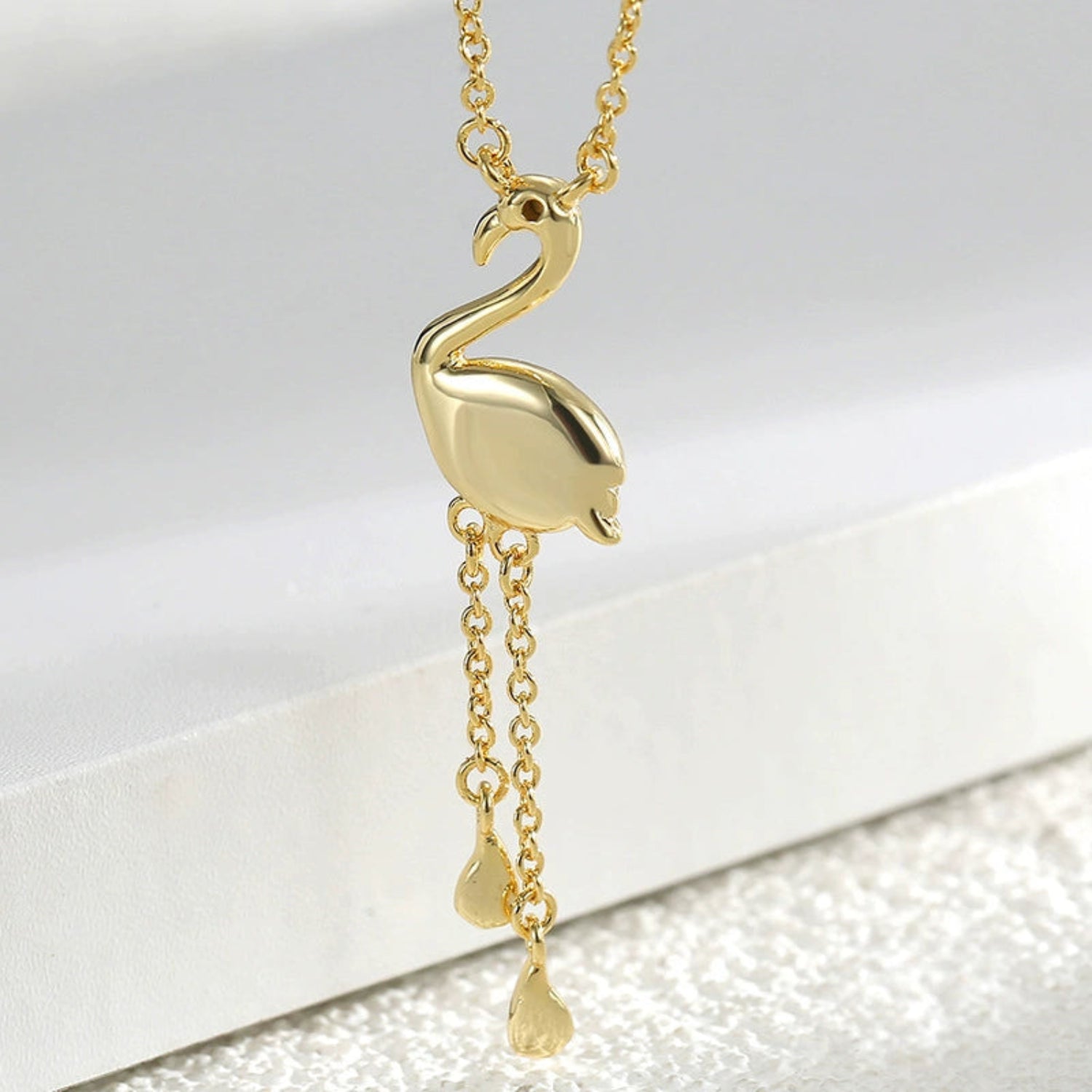 Gold Flamingo Tassel Pendant Necklace JLTN1774
