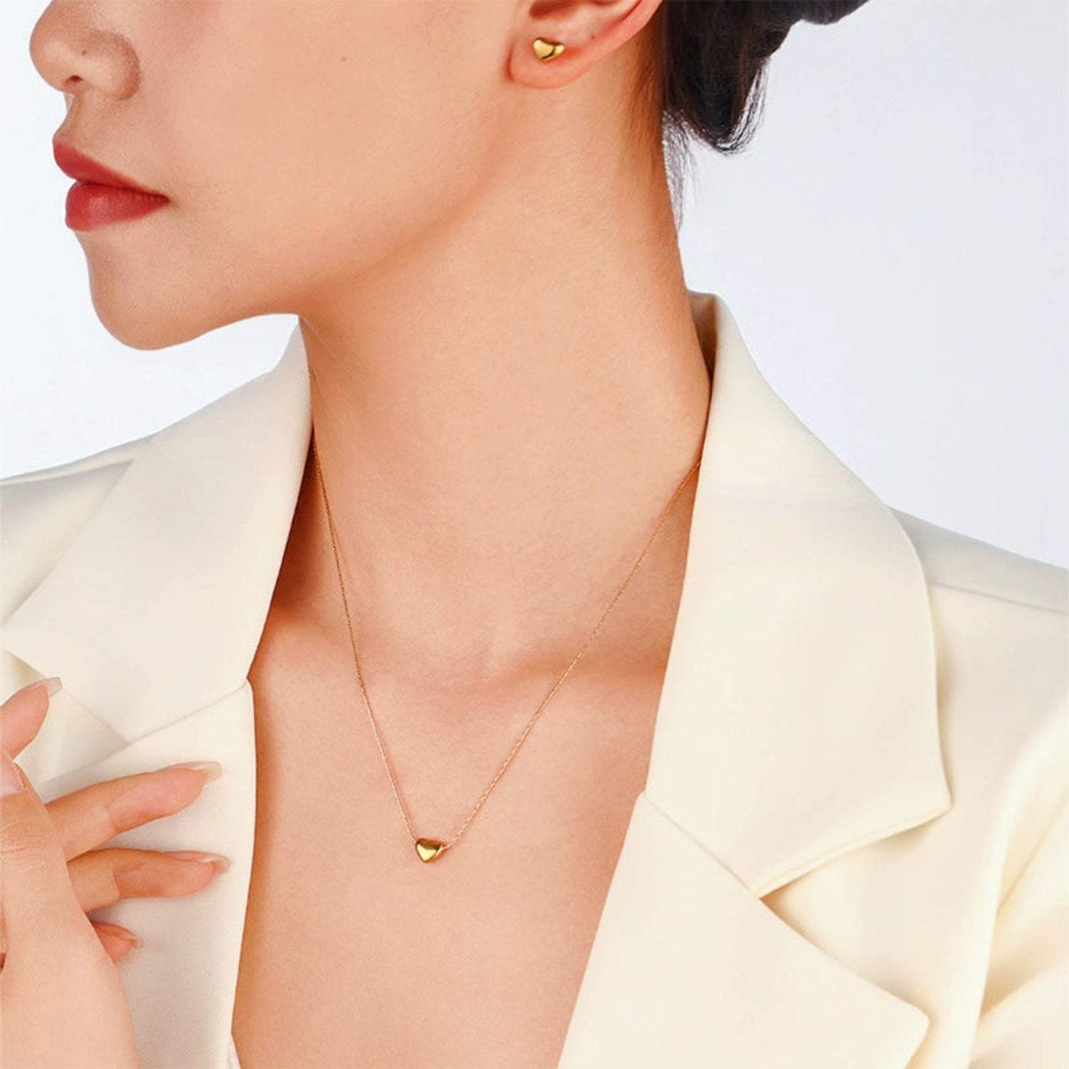 Gold Puffed Heart Necklace JLTN1775