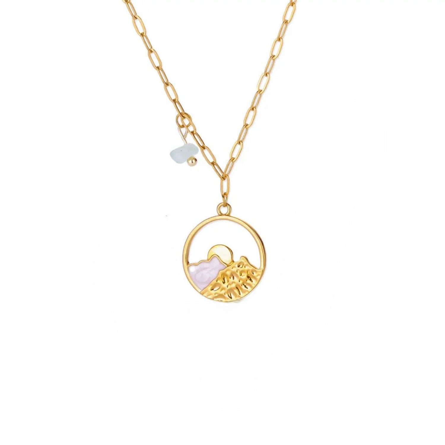 Gold Scenic Circle Paperclip Necklace JLTN1780