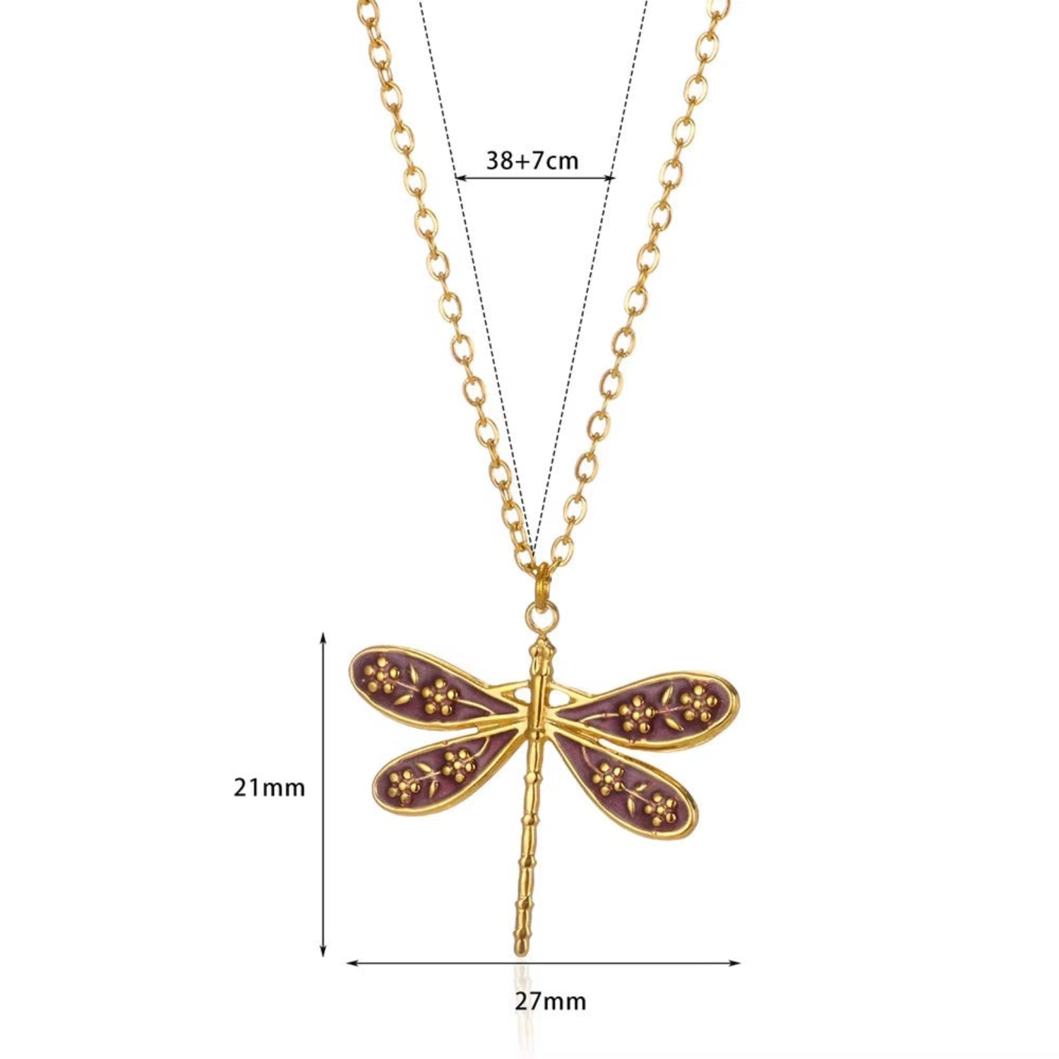 Enamel Dragonfly Gold Necklace JLTN1784