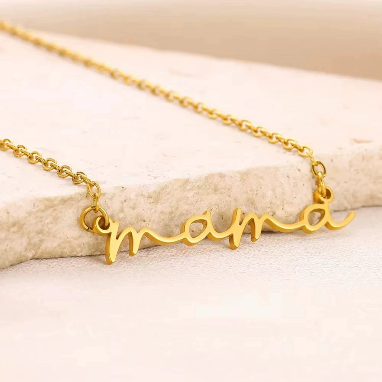 Gold Mama Script Necklace JLTN1786