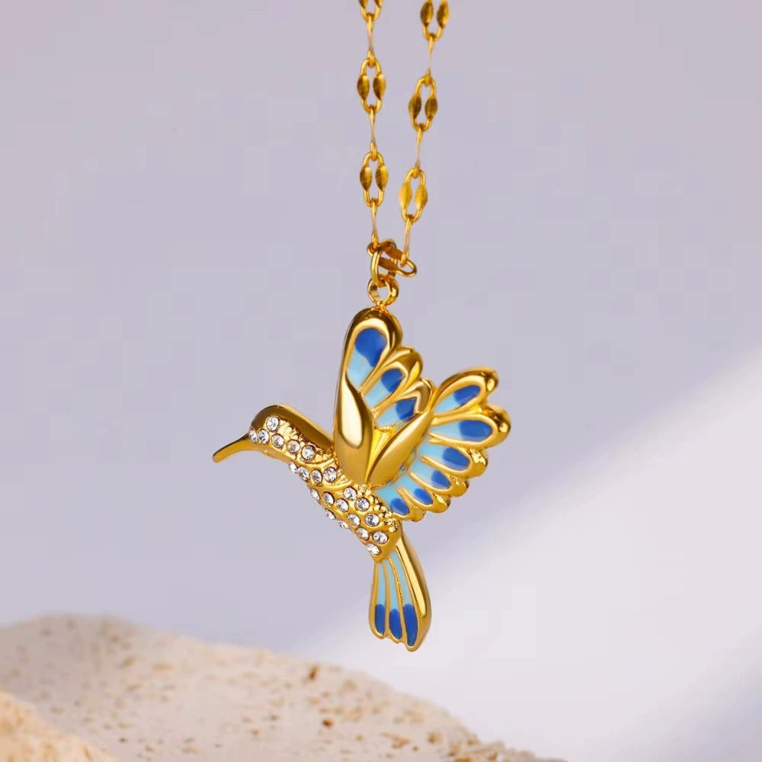 Enamel Hummingbird Gold Necklace JLTN1795