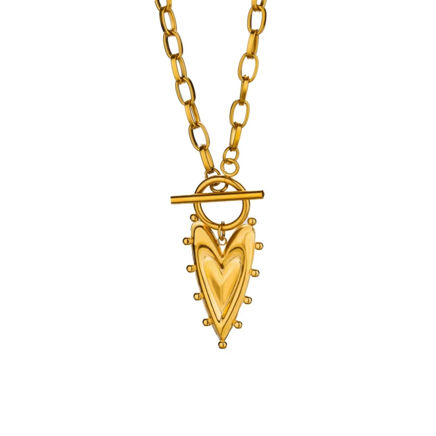 Gold Heart Toggle Necklace JLTN1796