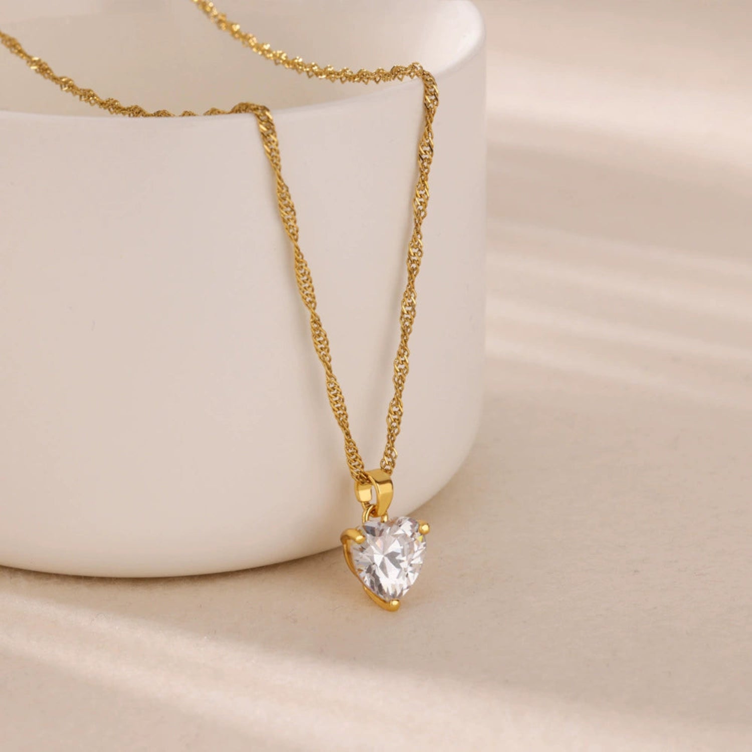 Heart Crystal Gold Necklace JLTN1797