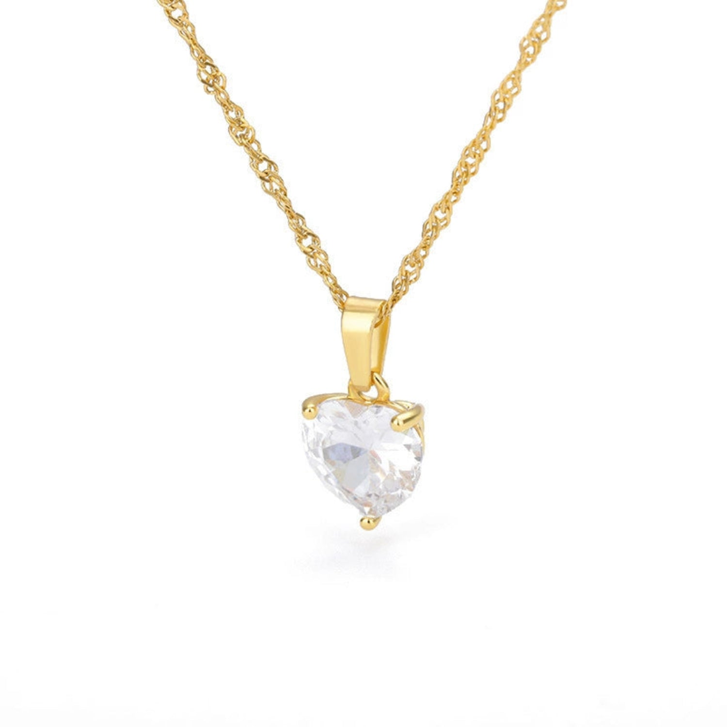 Heart Crystal Gold Necklace JLTN1797
