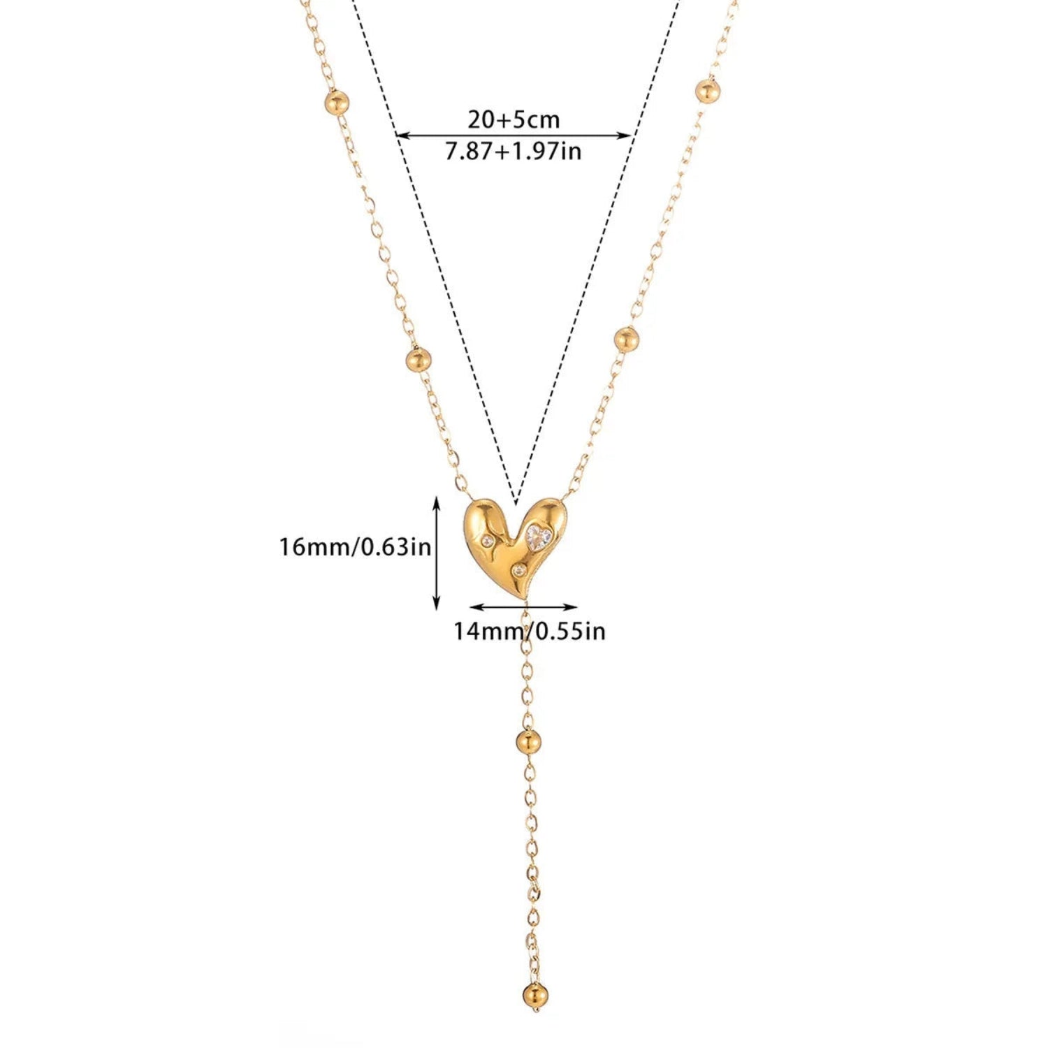 Gold Studded Heart Lariat Necklace JLTN1801
