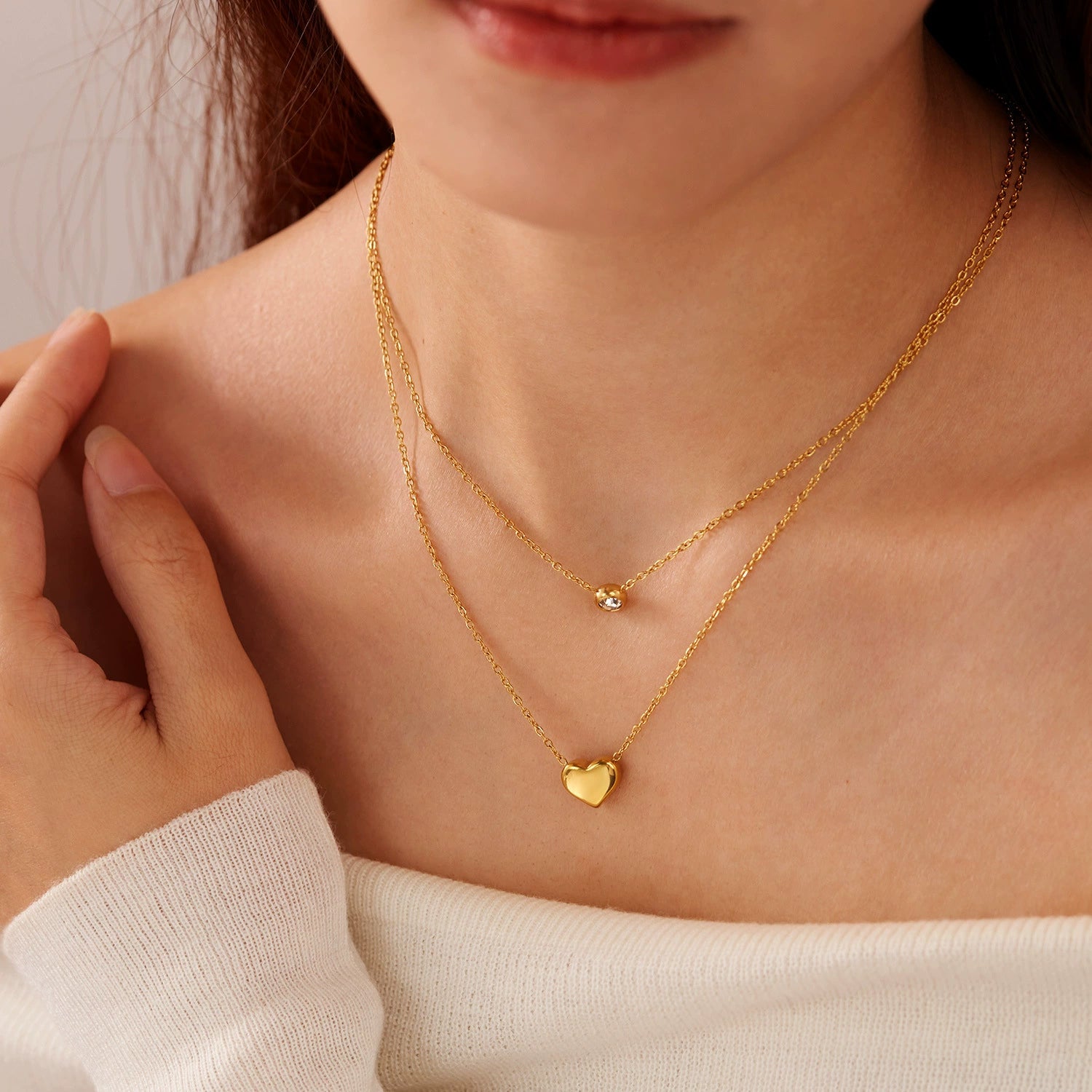 Gold Heart Layered Necklace JLTN1803