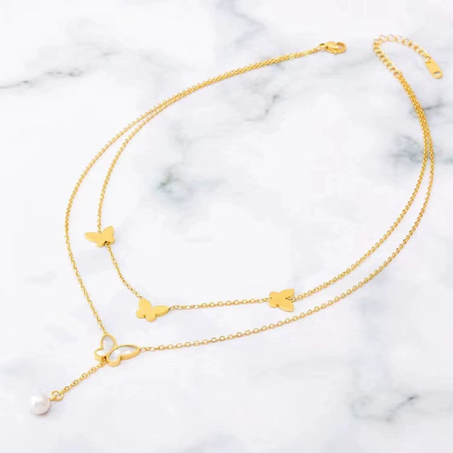 Gold Butterfly Pearl Necklace JLTN1806