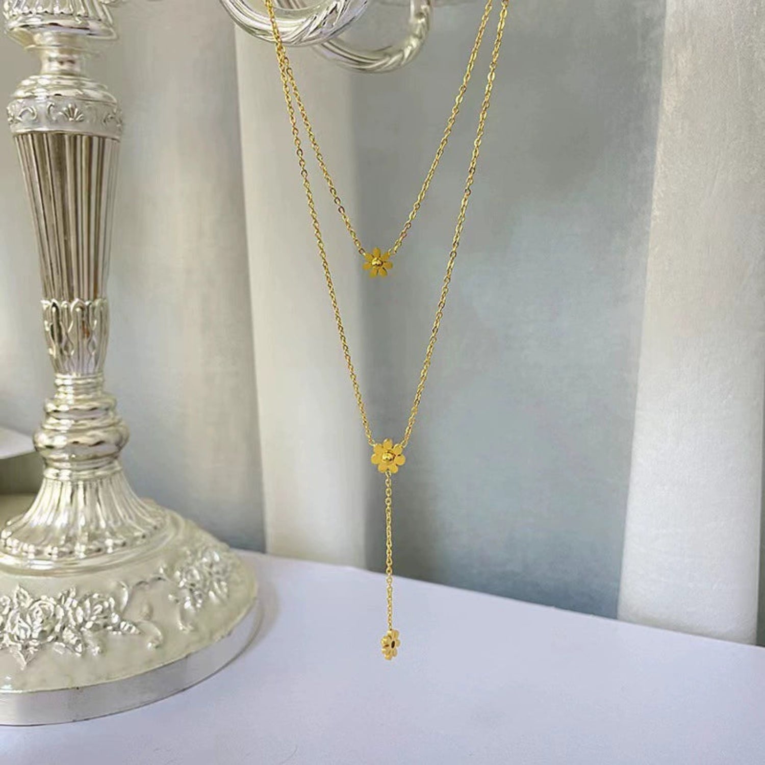 Gold Flower Layered Necklace JLTN1807