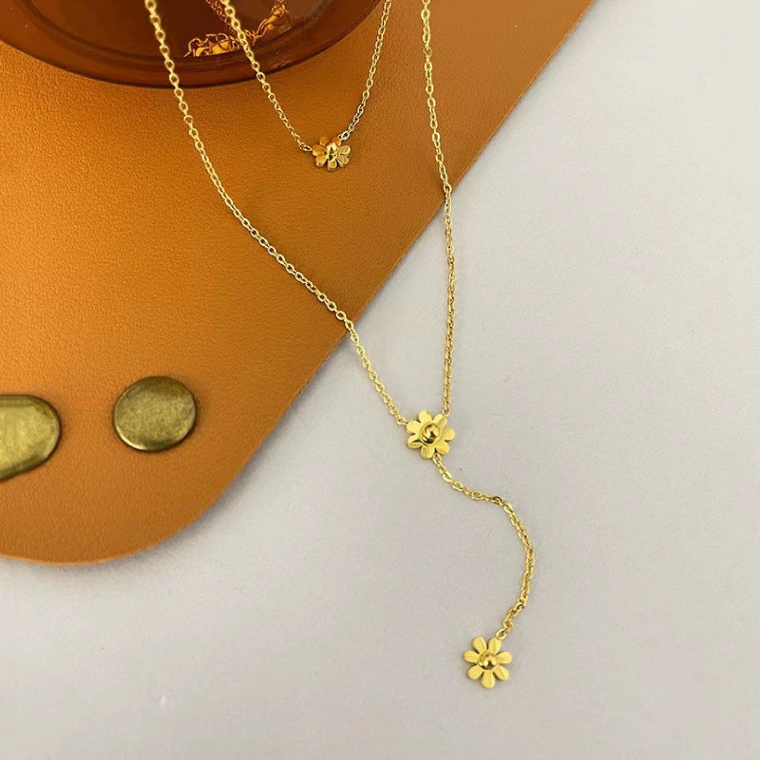 Gold Flower Layered Necklace JLTN1807