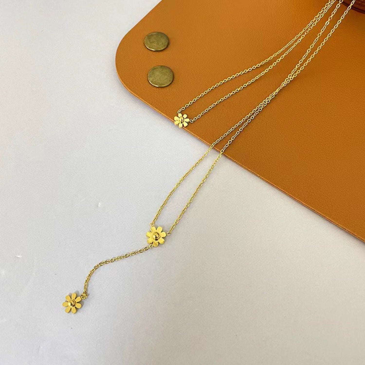 Gold Flower Layered Necklace JLTN1807