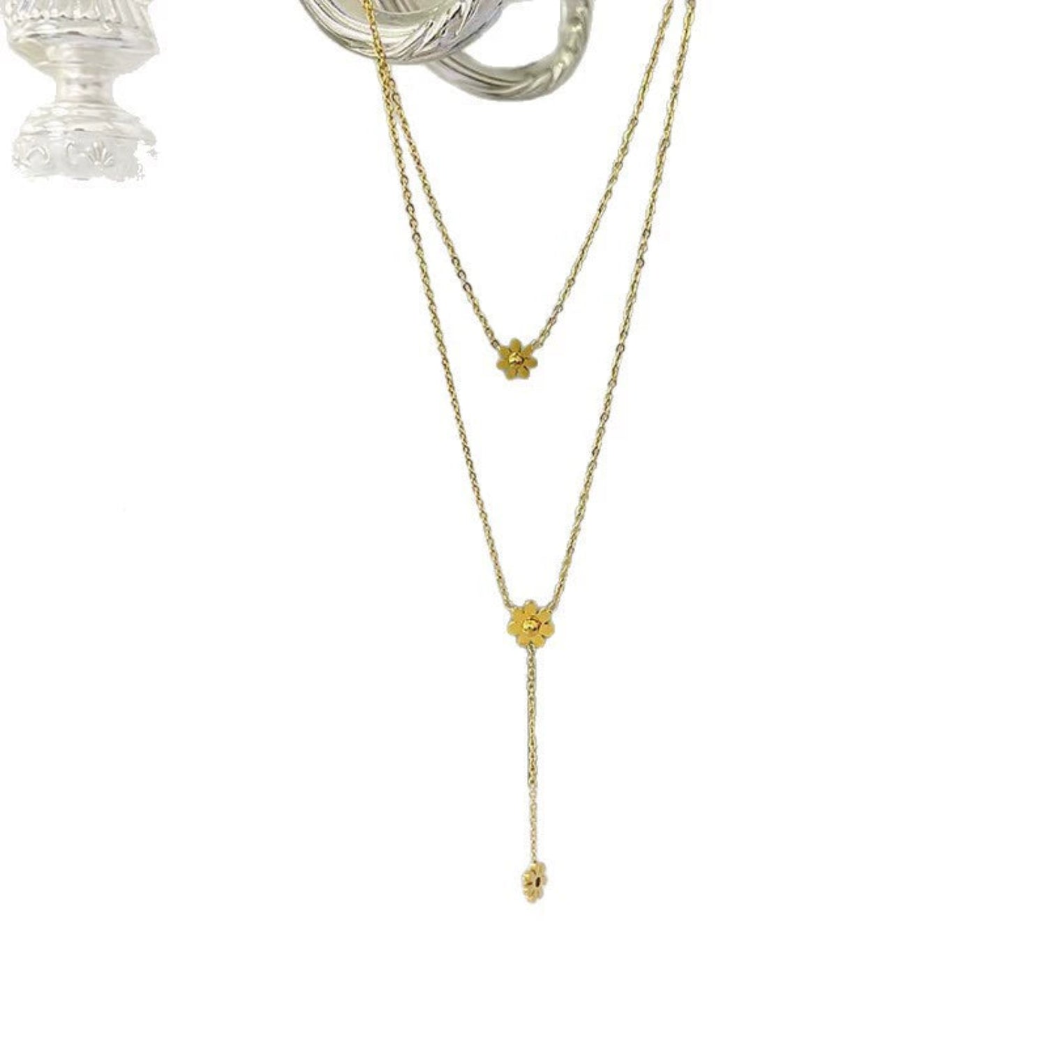 Gold Flower Layered Necklace JLTN1807