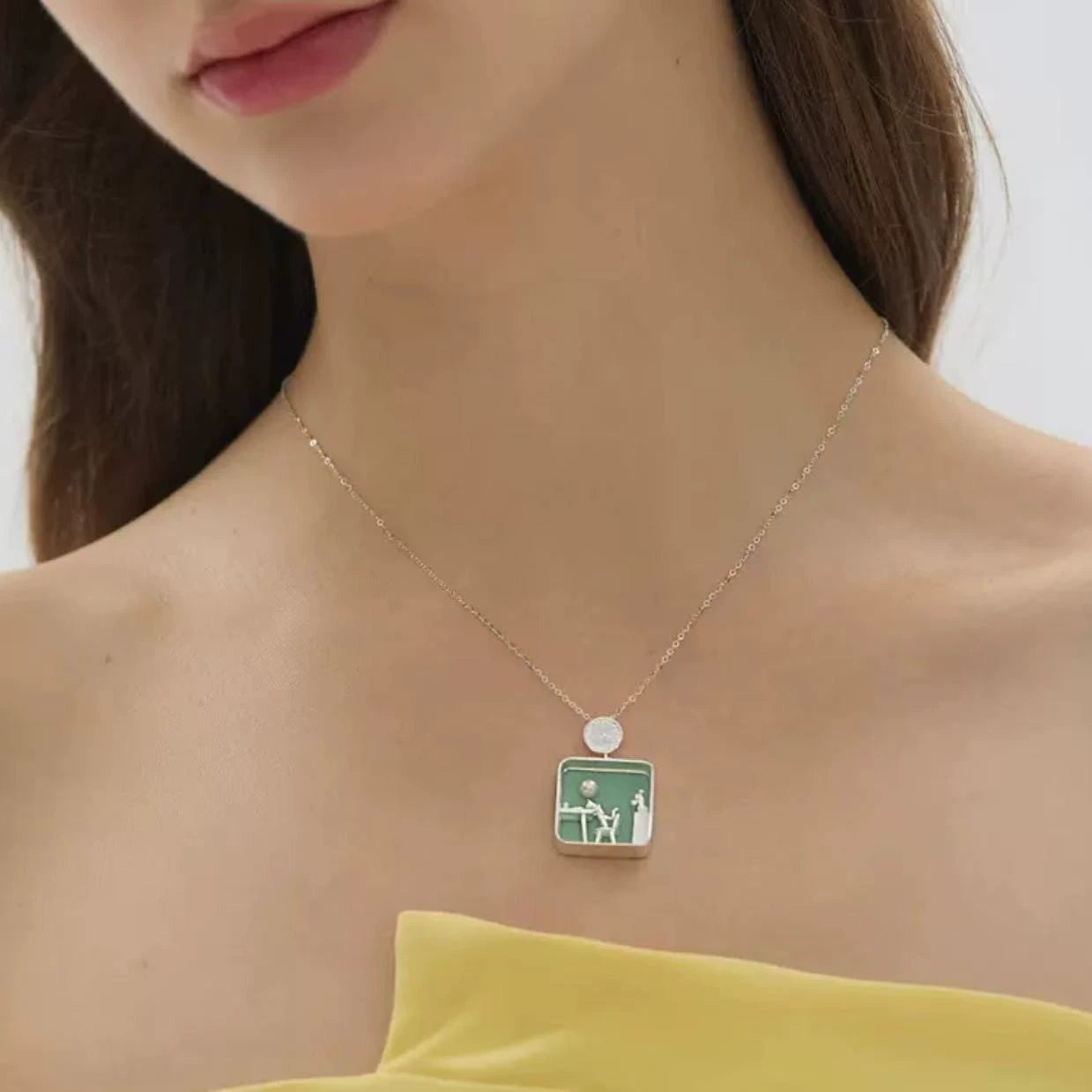 Miniature Scene House Pendant Necklace JLTN1816