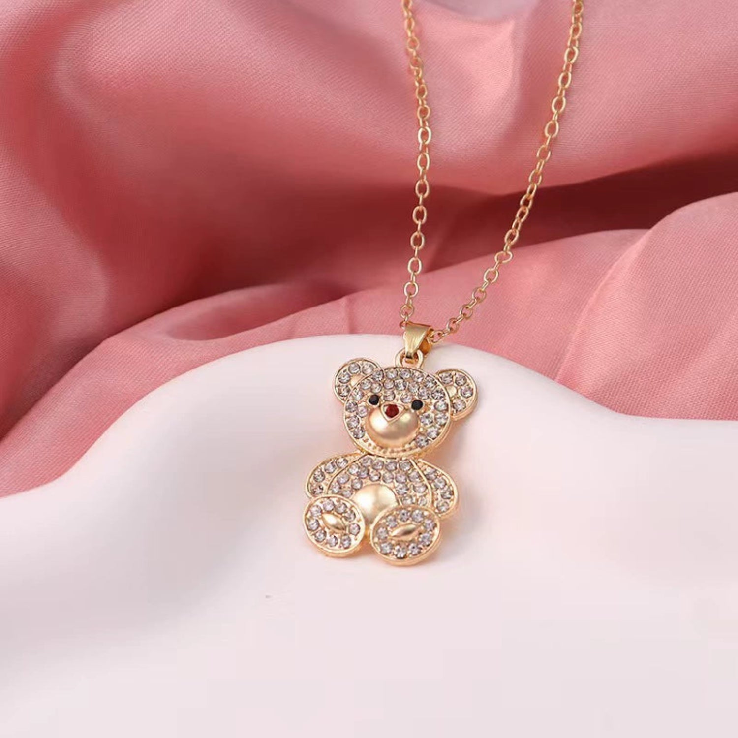 Gold Crystal Teddy Bear Necklace JLTN1818
