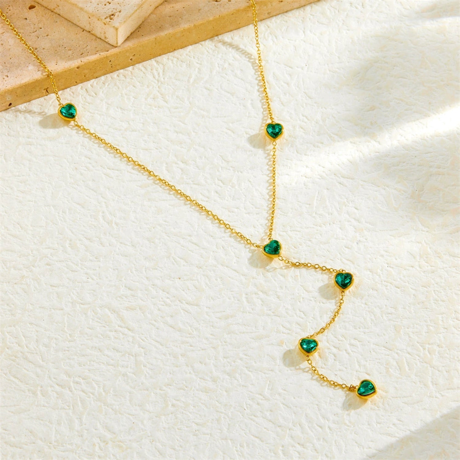 Gold Heart Emerald Y-Necklace JLTN1820