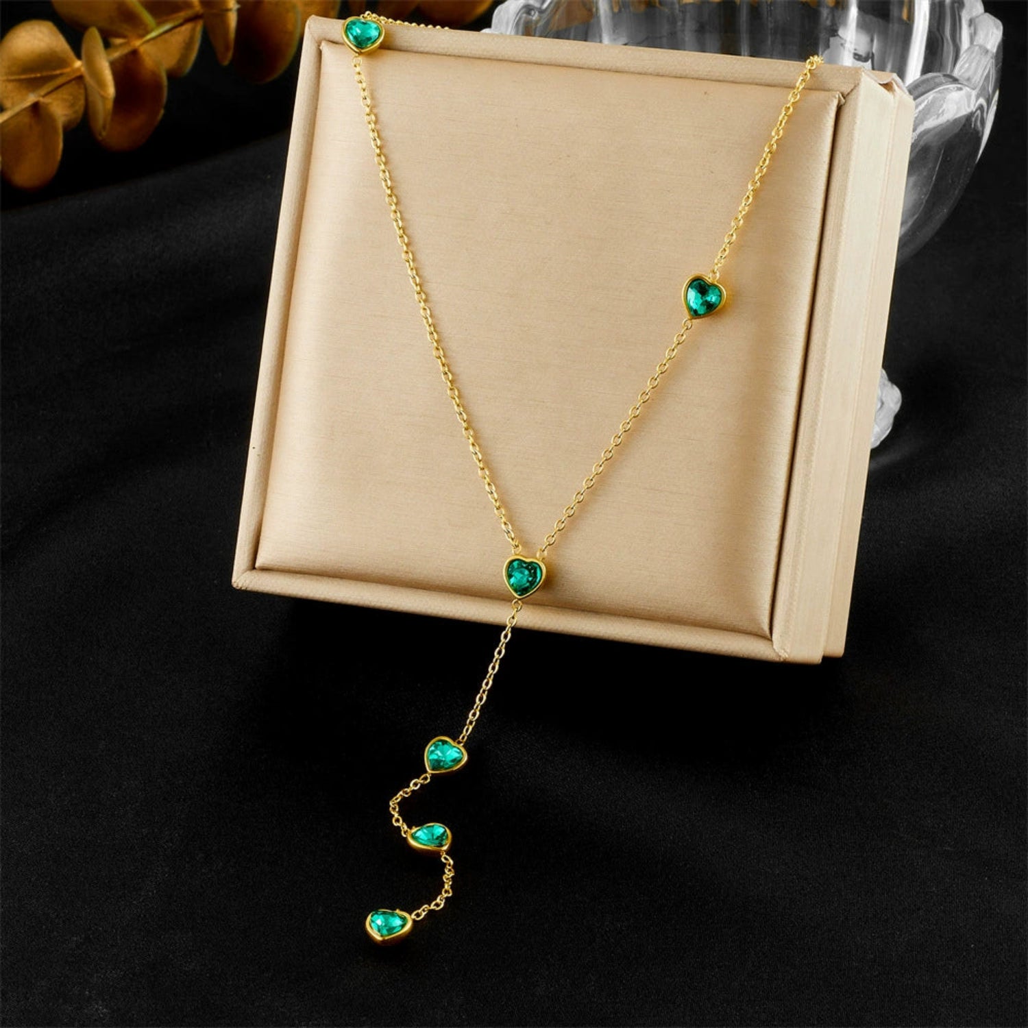 Gold Heart Emerald Y-Necklace JLTN1820