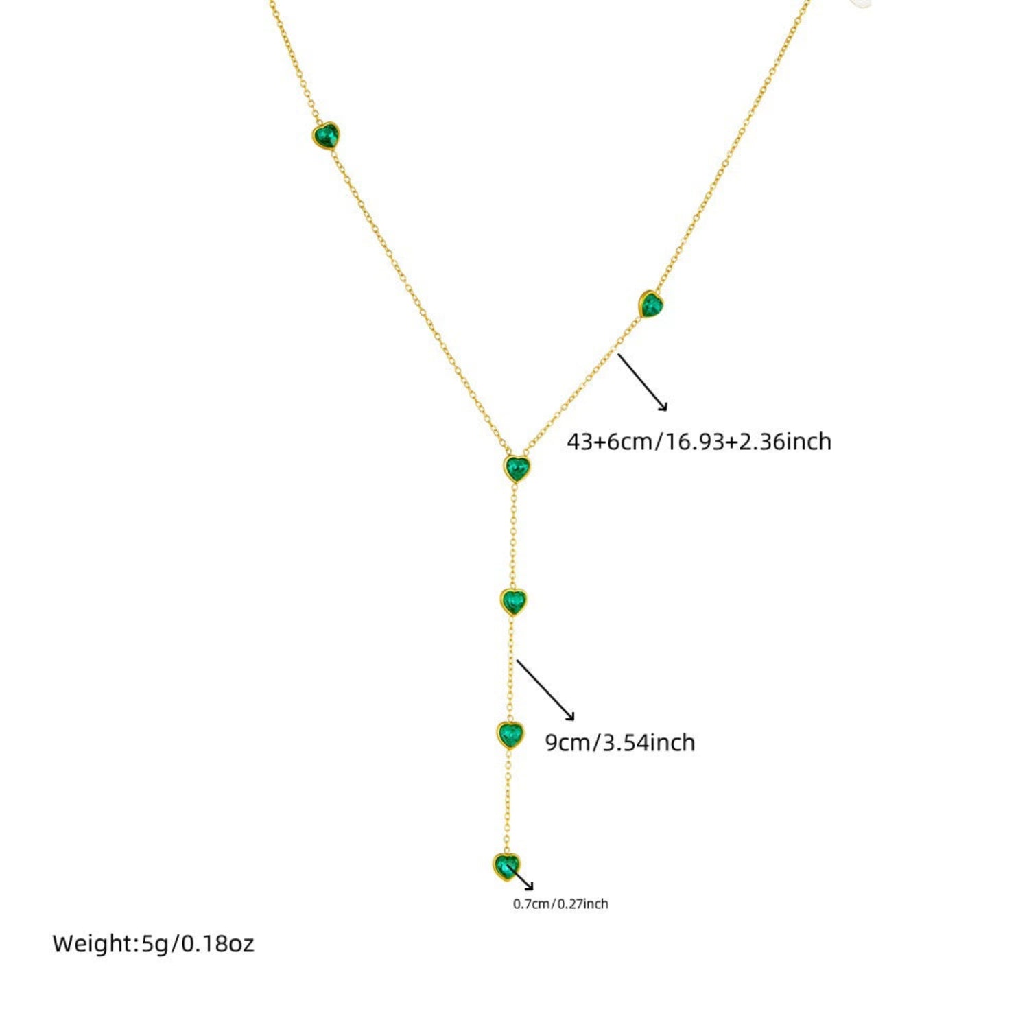 Gold Heart Emerald Y-Necklace JLTN1820