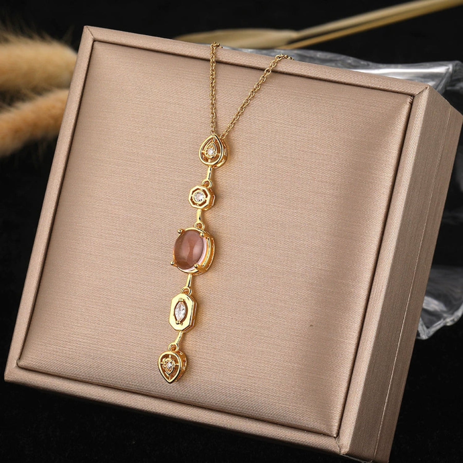 Gold Triple Drop Heart Necklace JLTN1826