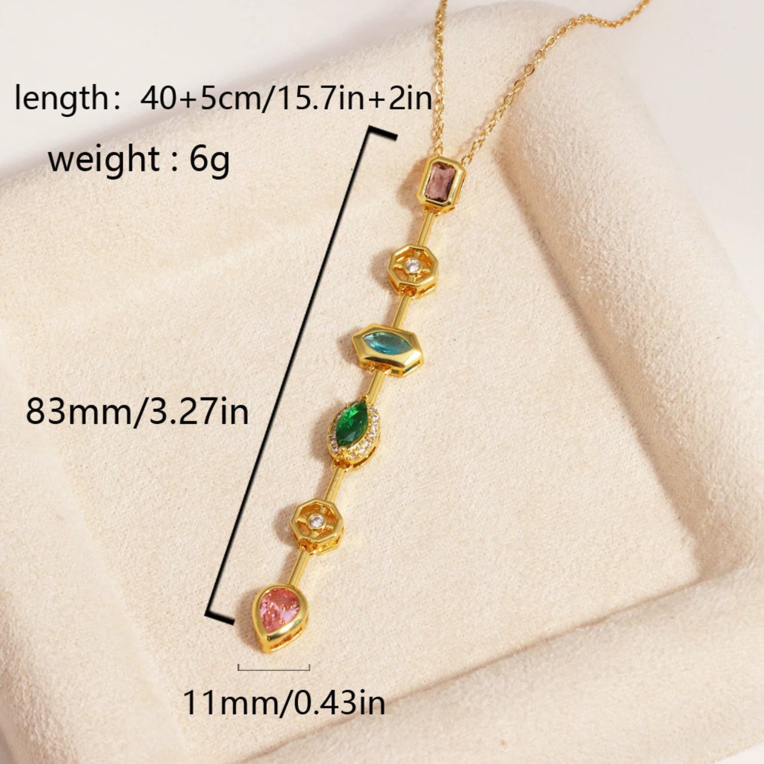Gold Geometric Multi-Gem Drop Necklace JLTN1830