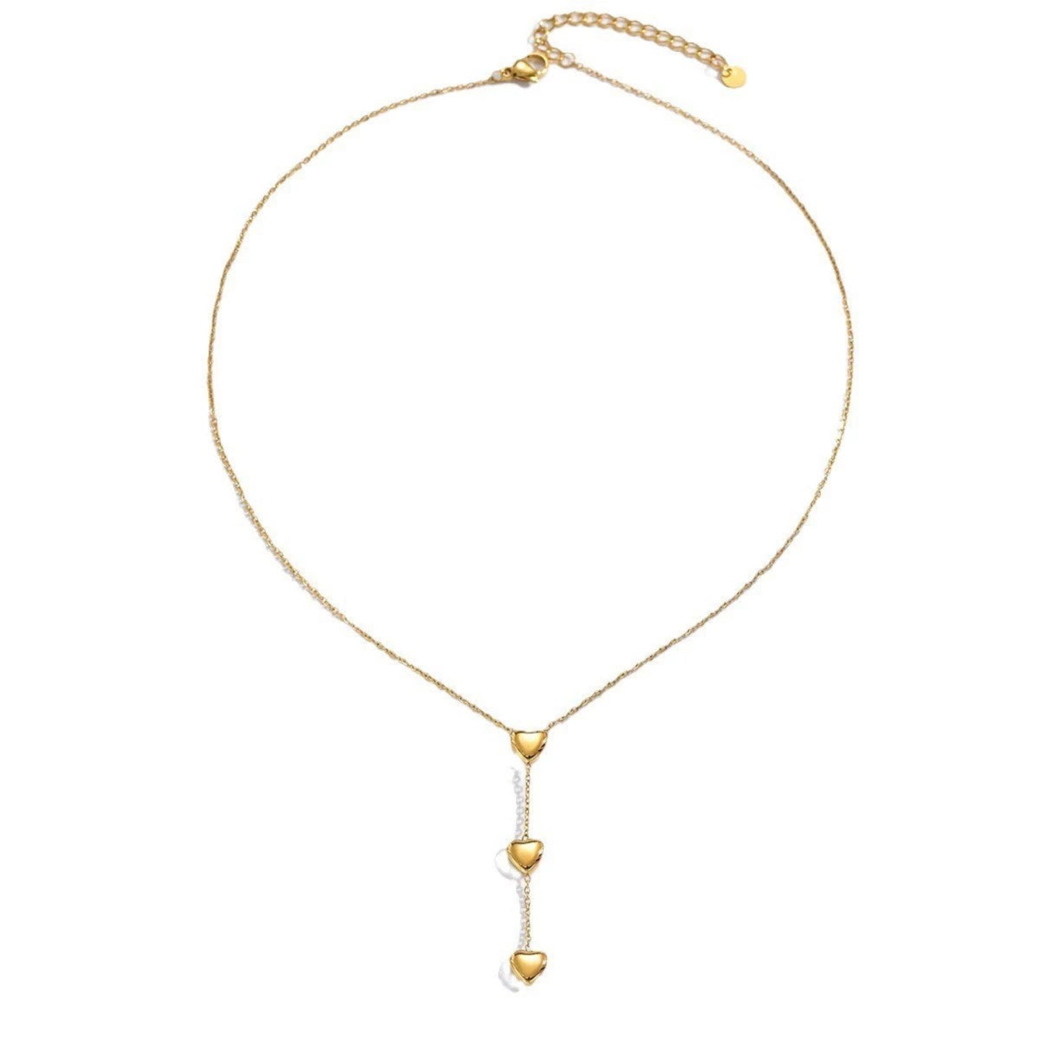 Gold Triple Heart Lariat Necklace JLTN1837