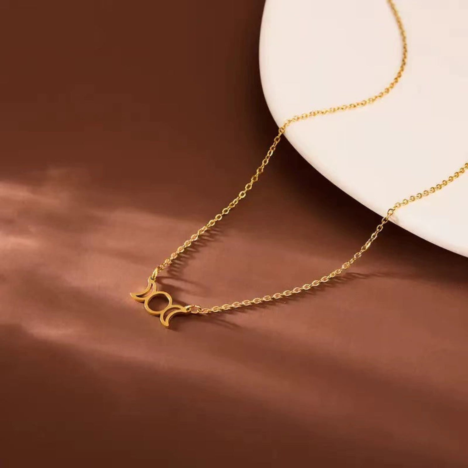 Gold Triple Moon Goddess Necklace JLTN1838